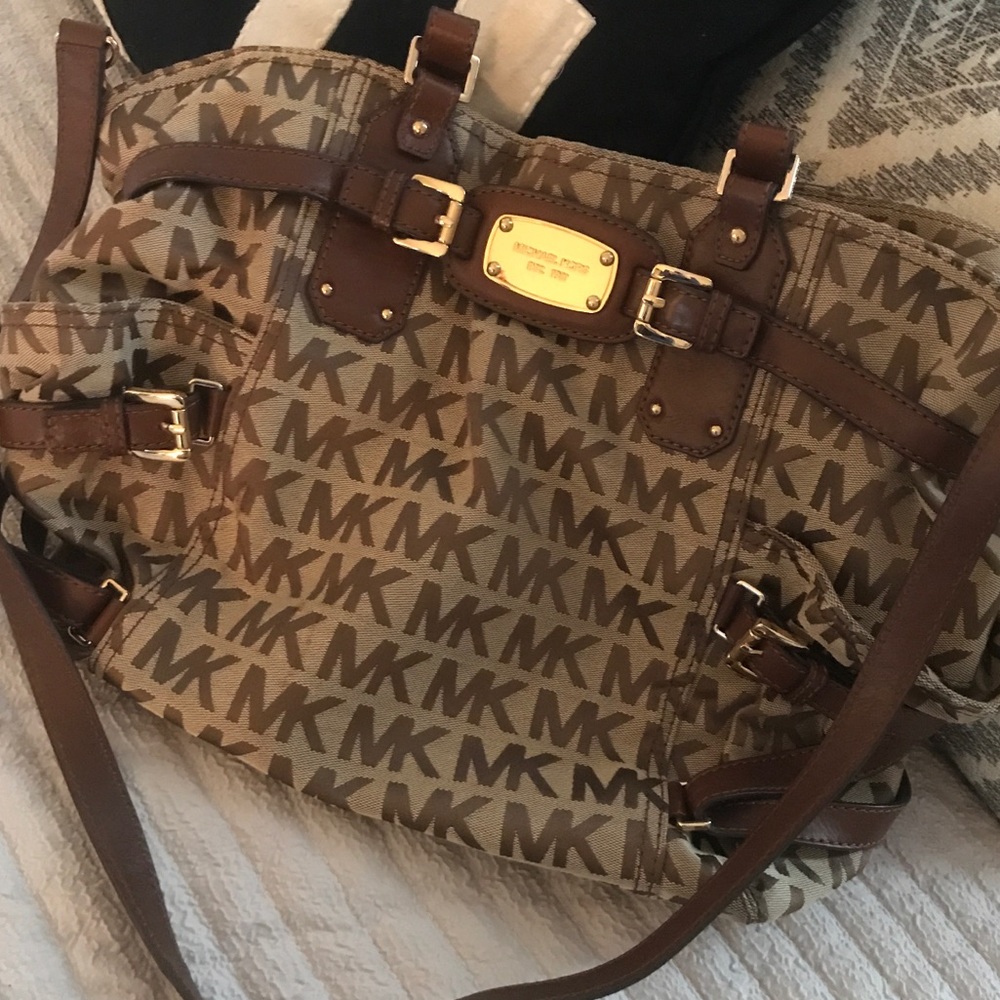 Tan Brown Monogram MIchael Kors Gansevoort Handbag